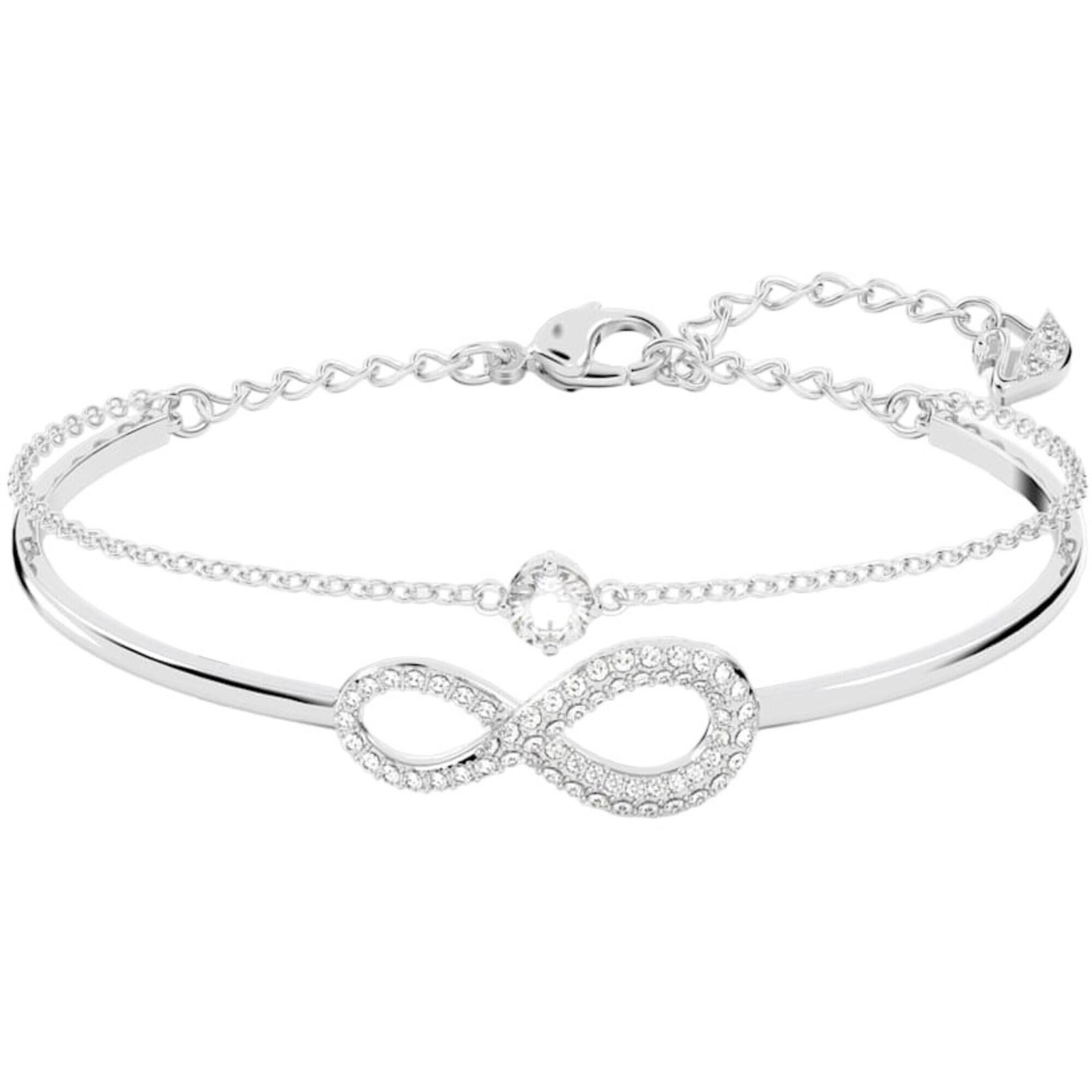 Swarovski Womens Bangle Infinity White Crystals Elegant Rhodium Plated 5520584 20390₽