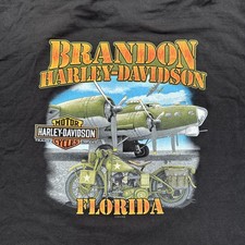Harley Davidson Shirt Mens 3XL Black Brandon Florida Graphic Made USA Biker Tee