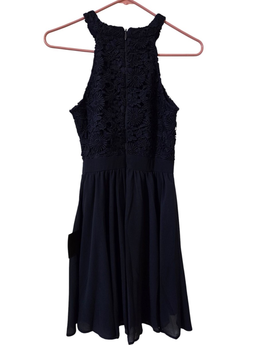 lover's game navy blue lace skater dress Lulus | Dresses | Lulus Lovers Game Navy Blue Lace Top Skater Dress Size Large