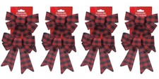 Buffalo Plaid Christmas Decorative Bows, Red and Black Check Pattern, 6 x 5 Inch
