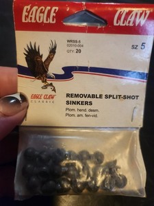 eagle claw removable spli shot sinkers size 5