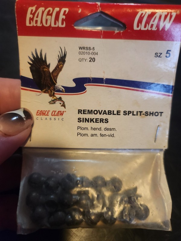 eagle claw removable spli shot sinkers size 5