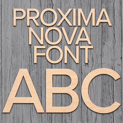 Proxima Nova Font Wood Letters Numbers Cutout Unfinished Laser Cut 3mm Craft 14''