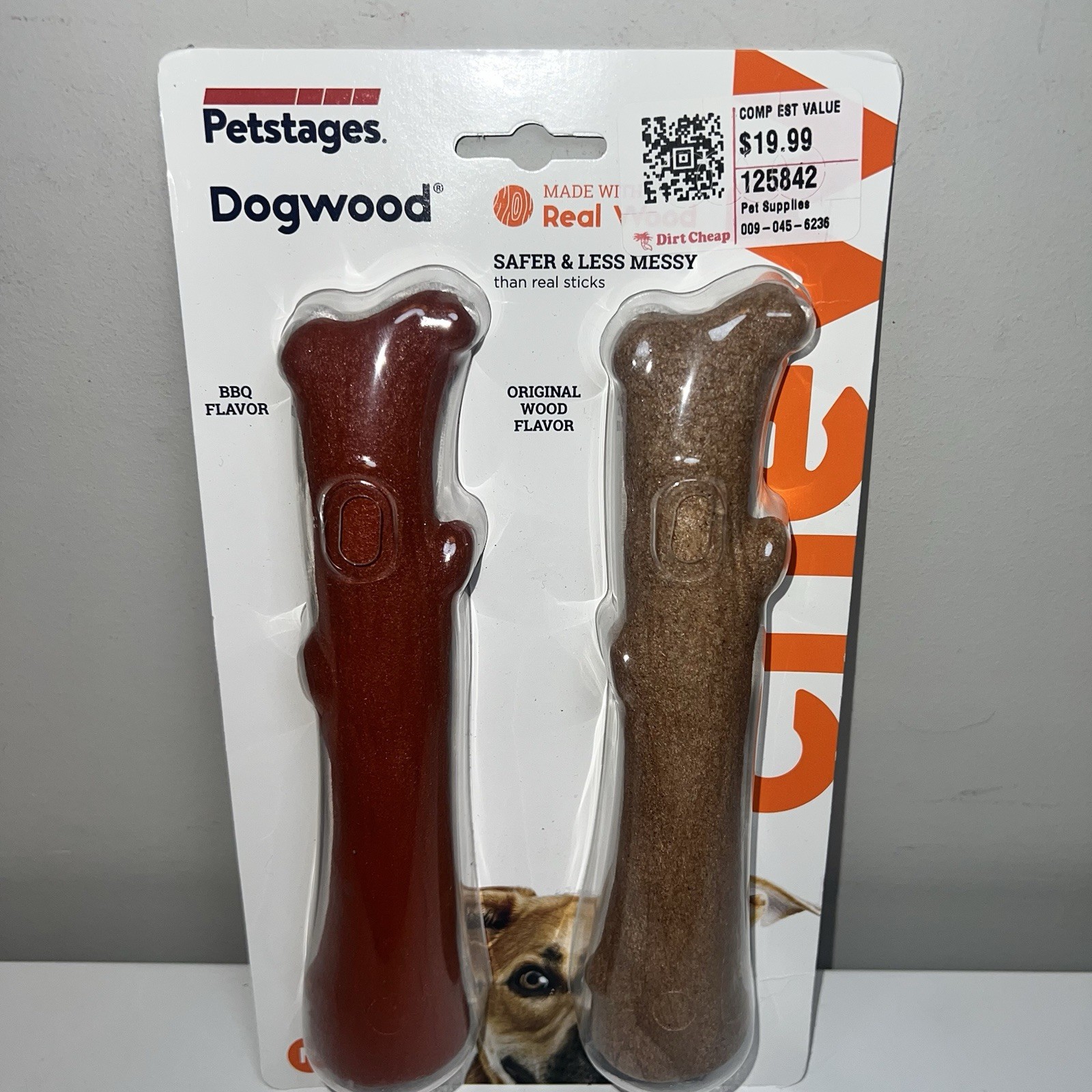 Petstages 2-Pack Durable Real Wood & BBQ Flavored Chew Toy M