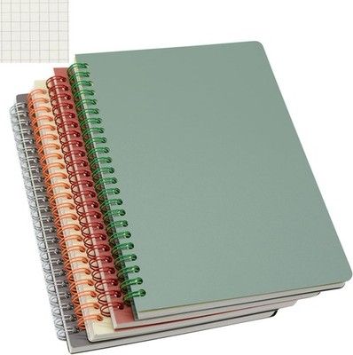 Yansanido Spiral Notebook, 4 Pcs A5 Thick Plastic Hardcover Graph Paper 4 Col...