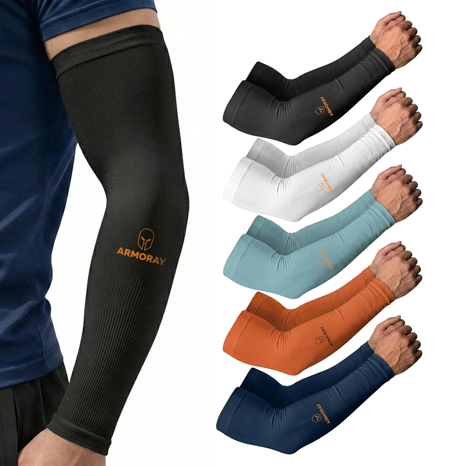 Arm Sleeves for Men & Women - 5 Pair UV Sun Protection Cooling Compression - ...