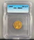 1926 US $2.50 Gold Indian Coin ICG-MS63 L24642