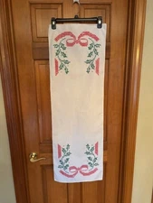 Christmas table runner or dresser scarf 43 X 14 hand embroidered