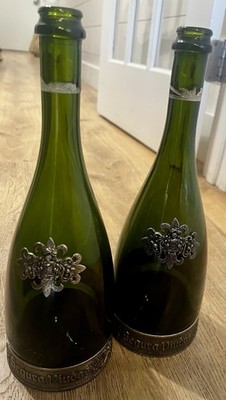 2 Segura Viudas Brut Reserva Heredad Cava Champagne Wine Bottle with Pewter Base