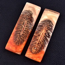 Custom Made Stabilized Pine Cones Resin Pair Scales For Knife Making Handle 2951