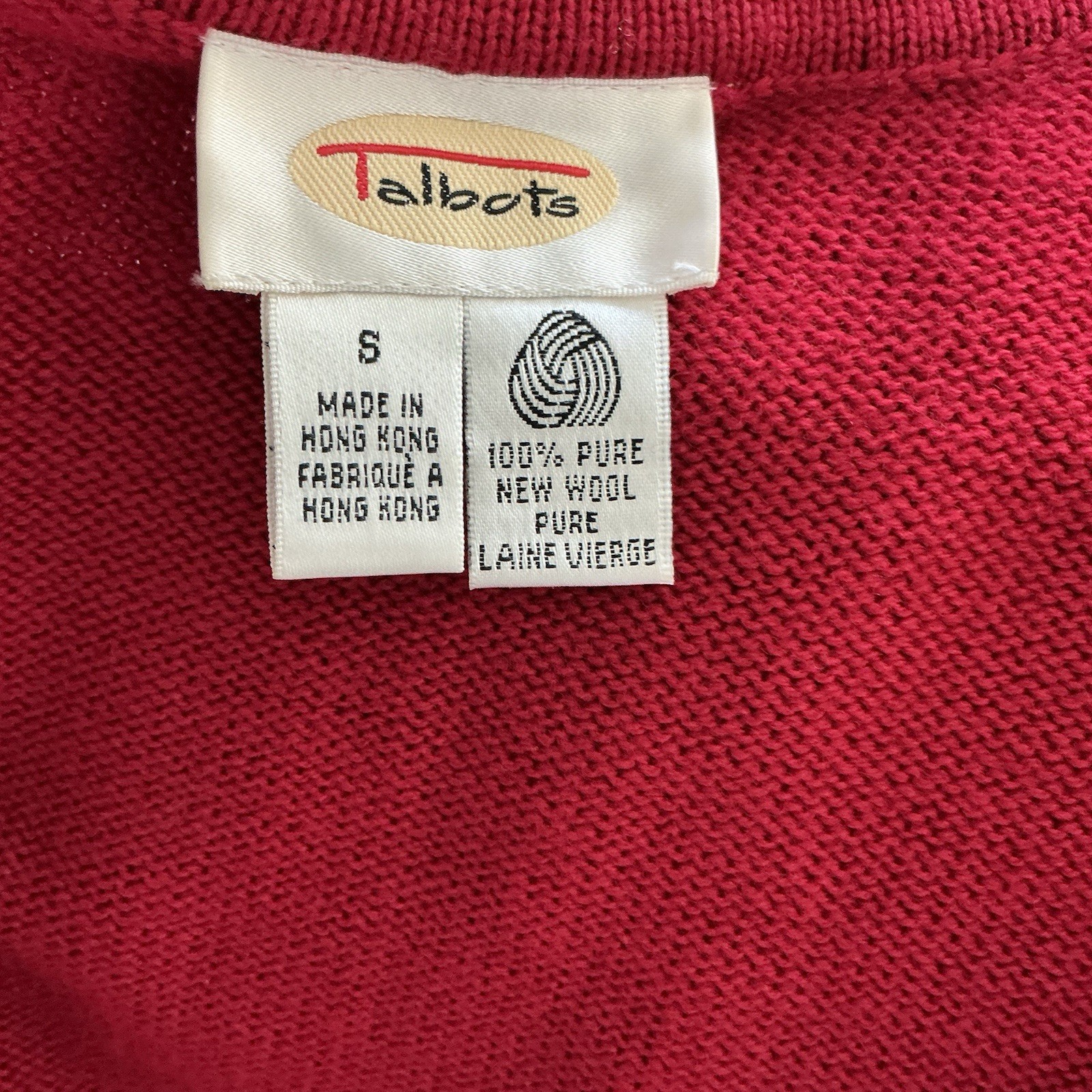 Talbots Red Crew Neck LS Button Down Cardigan Woo… - image 6