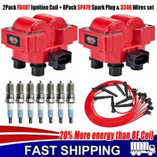 2 Pack Ignition Coil & Iridium Spark Plug & Wire For Ford F-150 F-250 4.6L FD487