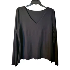 SPANX Black Long Sleeve VNeck Shapewear Top L