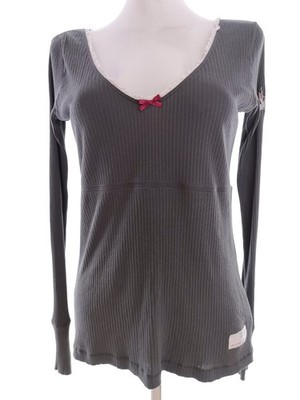ODD MOLLY Damen Bluse Gr. 38 Grau Bio-Baumwolle 100% Langer Ärmel