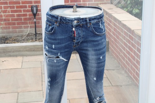 Mens Dsquared2 W32 L30 jeans Tapered Blue stretch Slim D2 32S Distressed - Picture 2 of 20