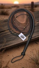 Bullwhip 6ft ,12 Plaits Handmade Cowhide Leather Equestrian Black Rope Core Whip