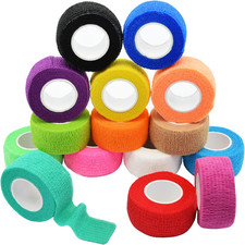 15 Pack Cohesive Wrap 1 Inch X 5 Yards Self Adherent Vet Tape for Pets, Elastic