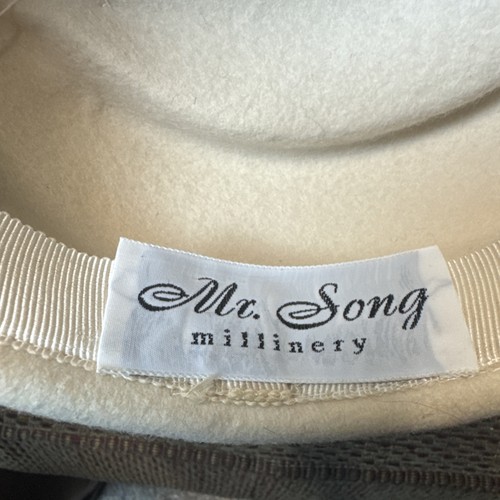 Mr. Song Millinery cremeweißer Hut kleine Krempe Schleife - Bild 6 von 7
