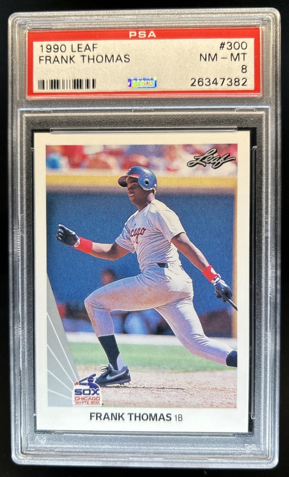 1990 Leaf Frank Thomas Rookie UER RC #300 White Sox PSA 8