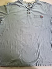 Wrangler Workwear Henley Shirt Men s 2XL Light Blue 100 Cotton Short Sleeve