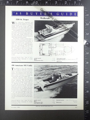 1984 1-pg FEATURE on Wellcraft 32 3200 St. Tropez, 190 American 192 Cuddy boat