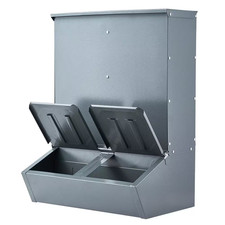 Hog Feeder 3.7 Bushel Capacity Double Door Pig Feeder, Heavy Duty Steel Piglets