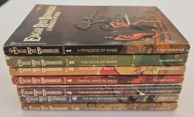 Lot of 7 Mars Barsoom Books Edgar Rice Burroughs Ballantine PB Vintage 1970s