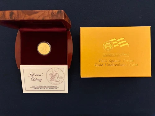 2007- W $10 Jefferson's Liberty Gold First Spouse Series w/ Box, OGP & COA
