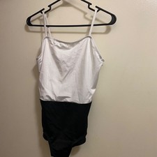 Weissman Girls Dance Leotard IC MC LC XLC XXLC White on Top Black On Bottom New