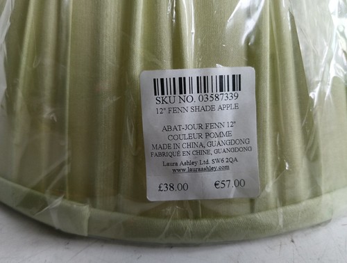 LAURA ASHLEY 12” DIAMETER Apple FENN SILK Pleated LAMP SHADE Light Green - Picture 3 of 4