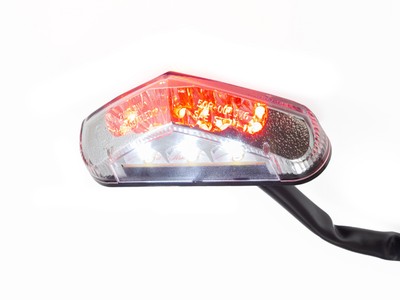 Universal Motorrad LED Rücklicht klar Brisk2 Kennzeichenbeleuchtung E-geprüft