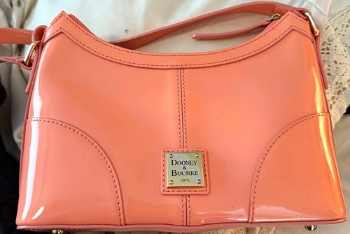 Dooney & Bourke Pink Small Crescent Shoulder Bag Zip Gold Hardware Red Lining