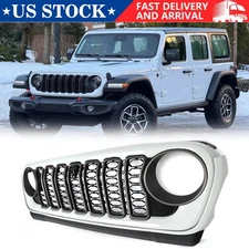 Bright White Rubicon Style Grille For 2018-2024 Jeep Wrangler JL & Gladiator JT