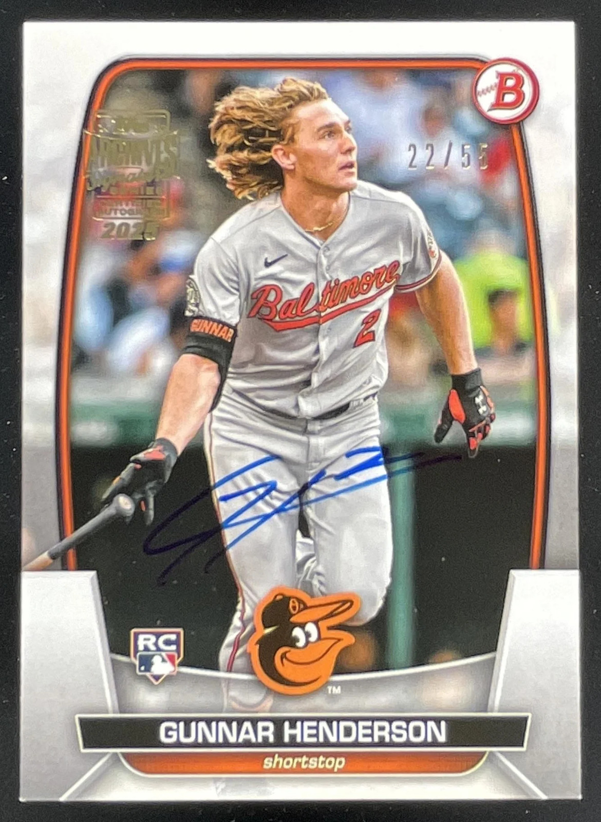 Gunnar Henderson Baseball Cards 2025 Topps Archives Signature Series trading card — raw and PSA graded price guide