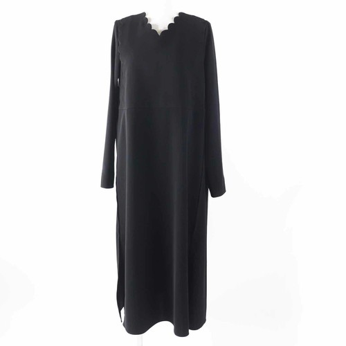 YOKO CHAN Back pearl scallop long sleeves one piece dress YCD-521-730 pink 36 main image 1