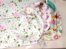 Infant Bib and Burp Cloth Set of 5 Handmade  Baby Girl Gift