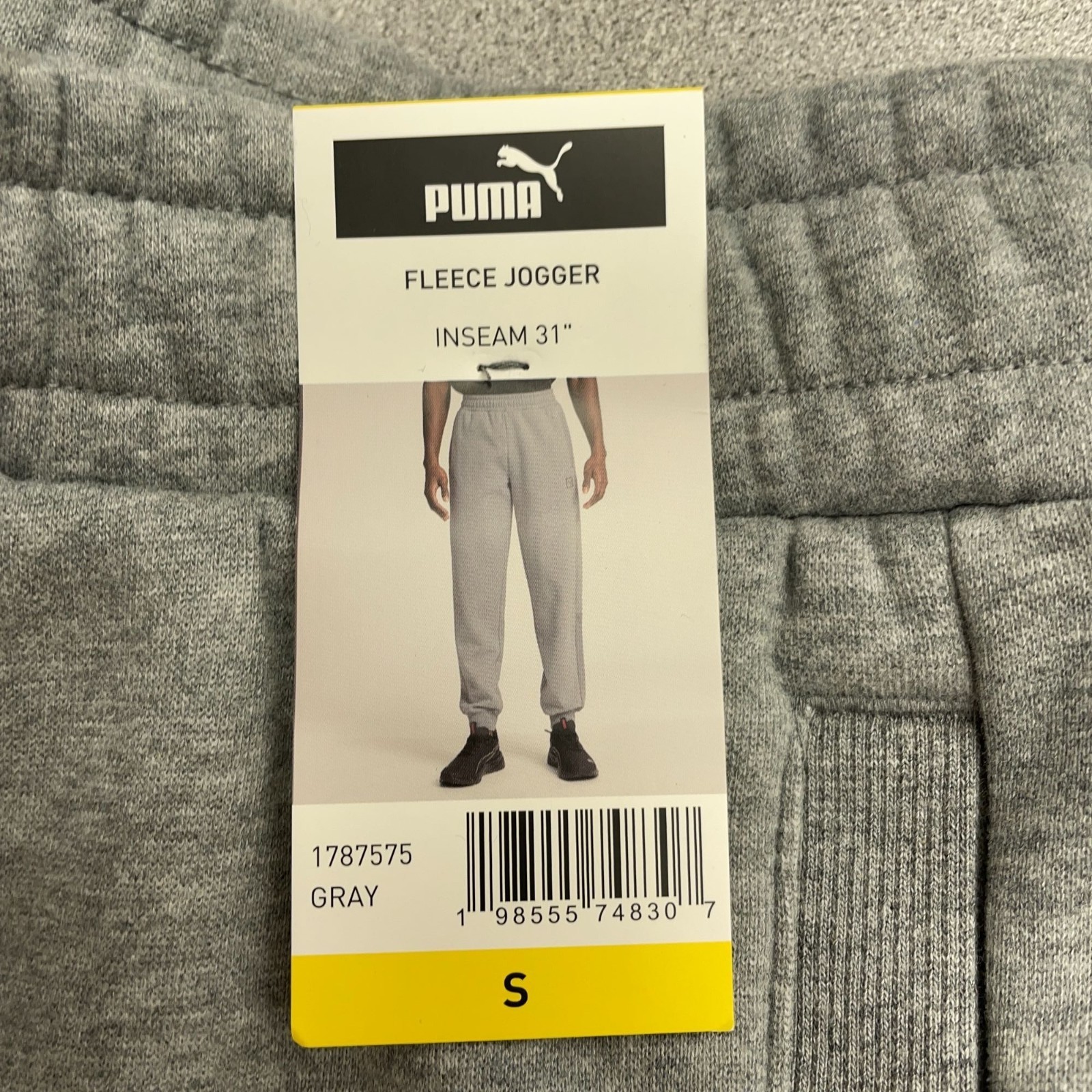 NEW Puma Men's S Fleece Jogger Sweatpants Gray Cotton Blend G1611 thumbnail 9