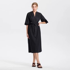 Women's Puff Elbow Sleeve Midi Shirtdress Universal Thread Black M