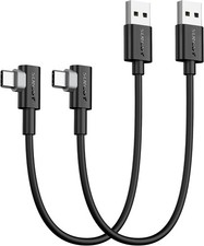 SUNGUY USB C 90 Degree Cable 1FT, 2-Pack Right Angle 3A 2.0 Black