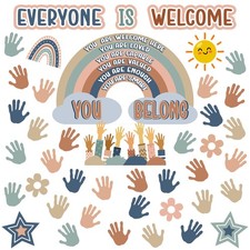 4E's Novelty 46 Pcs Everyone is Welcome Boho Classroom Bulletin Board Sets, w...