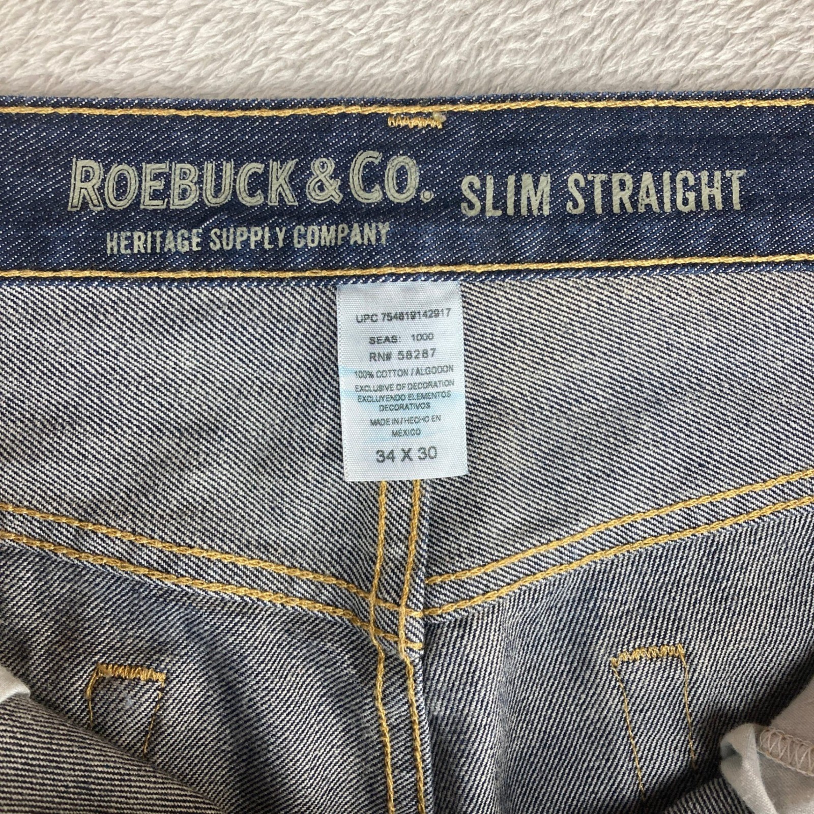 Roebuck & Co Heritage Supply Company Slim Straight Dark Wash Jeans Mens 34x30