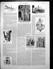 Antique Print Staircase Cortile Bargello Piazza Duomo Florence Ponte 1893 19th