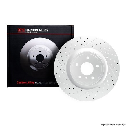 Dynamic Friction Company 631-47005L Brake Rotor Drilled And Slotted Silver - Zdjęcie 1 z 4