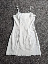 Urban Outfitters Josie Mini Dress Size Small White Ruffle Edge Trim Bodycon