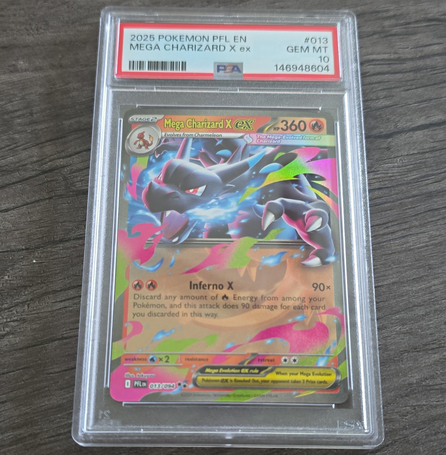 Pokemon PSA 10 Mega Charizard X Ex 013/094 EN Me02 Phantasmal Flames Holo