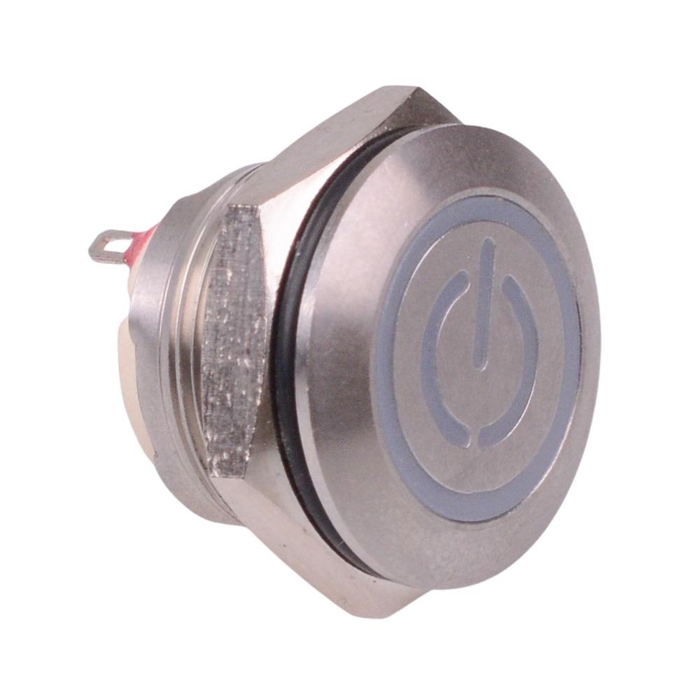 AV9SLD2487011K APEM Momentary 19mm White Power LED Vandal Push Button Switch