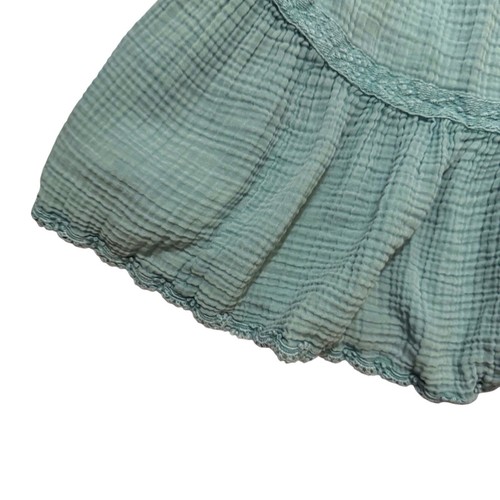 Mini Vestido Malibú Western Práctica Diaria Anthro Pequeño Gasa Verde Boho Cinturón - Imagen 4 de 9