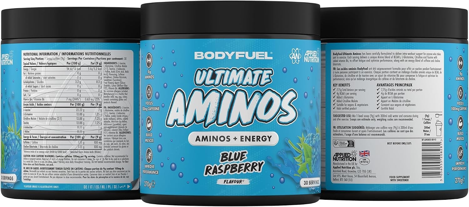 Applied Nutrition Multicolor Bodyfuel Ultimate Aminos Powder - Blue Raspberry - 30 Servings - Image 2