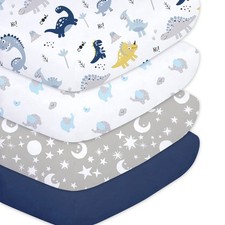 Crib Sheets for Baby Boys 4 Pack, 28x 52 Extra Soft Microfiber Crib Sheet Set...