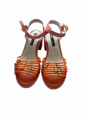 Miista Women s Strappy Leather Sandals Ankle Strap Buckle Pink/Orange US 6 35 